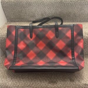 Red and Black Checkered Tote Bag